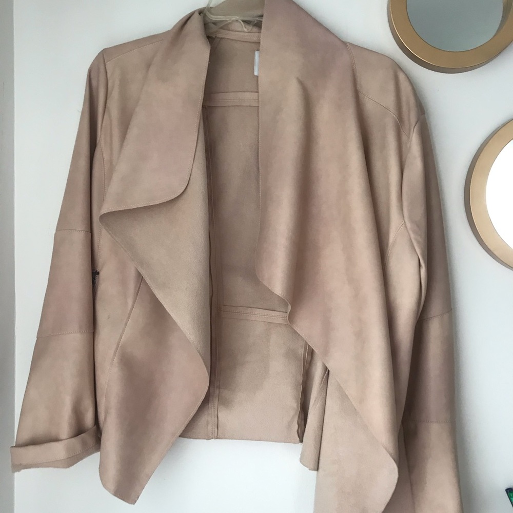 BAR III blush pink faux leather blazer